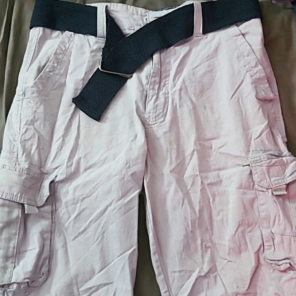 Grey Shorts With Navy Blue Belt
